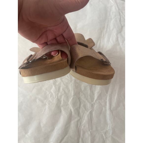 Lucky Brand Genuine Leather Pink Pearl Shimmer Slip On Sandal Women Size 10 - Picture 5 of 8